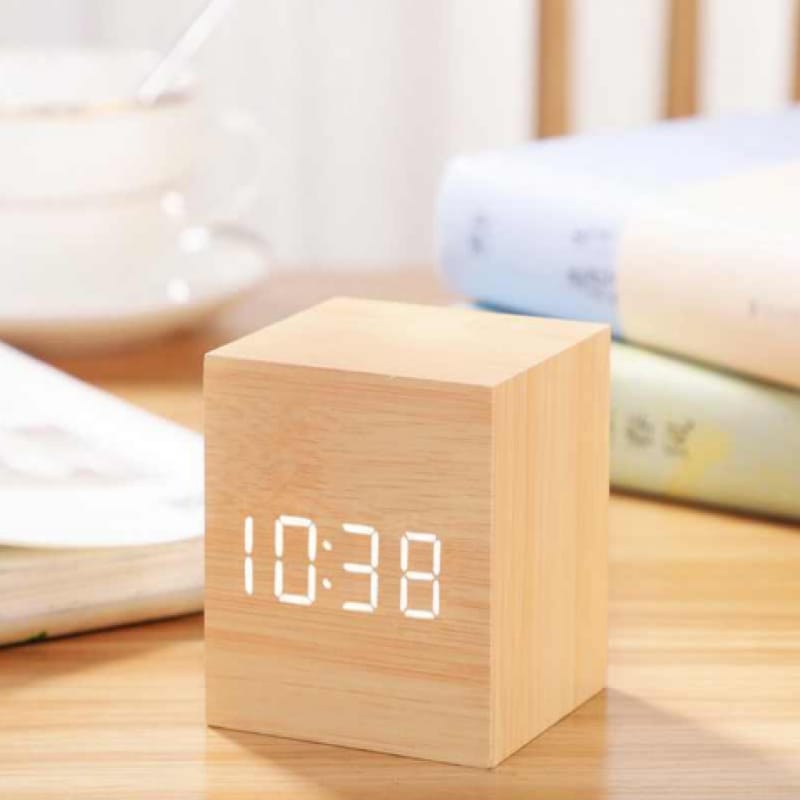 Wood LED Table Clock